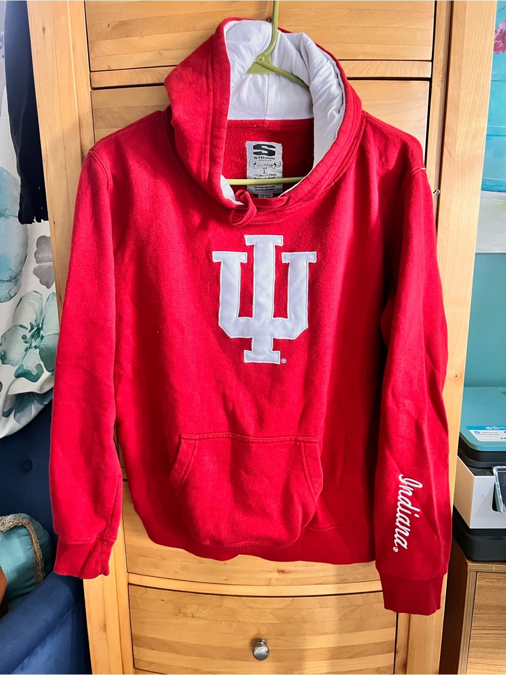 Stadium Athletics Red Crewneck Sweater with White IU Logo